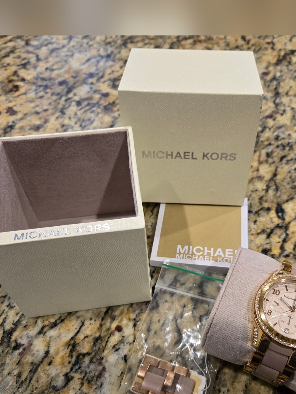 Michael Kors Womens Rose Gold Pink Diamond Watch - Picture 8 of 11
